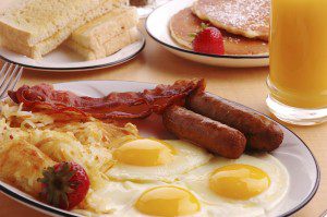 Diner Breakfast eggs sausage hash bacon